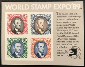 1989 - Scott #2433 - 90¢ - WORLD STAMP EXPO - Souvenir Sheet of 4, Mint NH - Picture 1 of 1