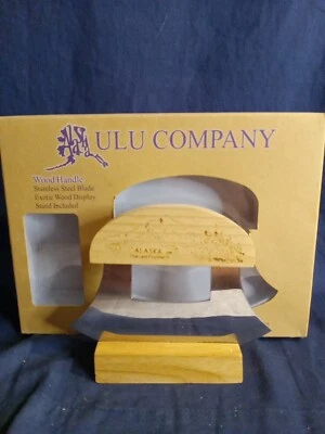 Alaska ULU Traditional Knife of Alaska w/ Stand Back History Wood Handle & Stand - Image 1 of 4