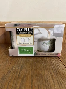 Corelle Coordinates Callaway Sugar & Creamer Set Green Ivy on White  New - Picture 1 of 7