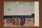DEINEKA. Soviet Future Fliers - nude men near sea. Plane. Russian postcard 1956