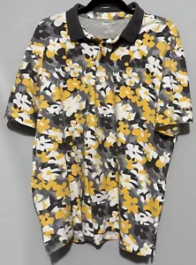 DKNY Herren gelb grau Blumenmuster Kurzarm Polo adrette klassische Baumwolle XL - Bild 1 von 4