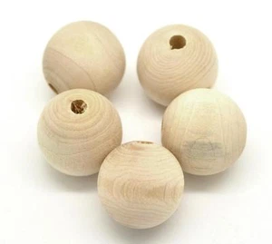 Holzperlen 18mm Holzkugeln zum auffädeln Bastelholz Natur Farblos 200stk H126 - Bild 1 von 3