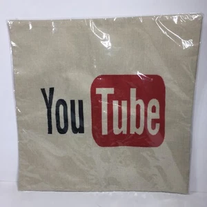 YouTube You Tube Throw FUNDA DE ALMOHADA Algodón Lino Tela 17”x17” NUEVA - Imagen 1 de 5