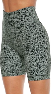 Women'S High Waist Print Workout Yoga Shorts with 2 Hidden Pockets, Non See-Thro - Picture 1 of 12