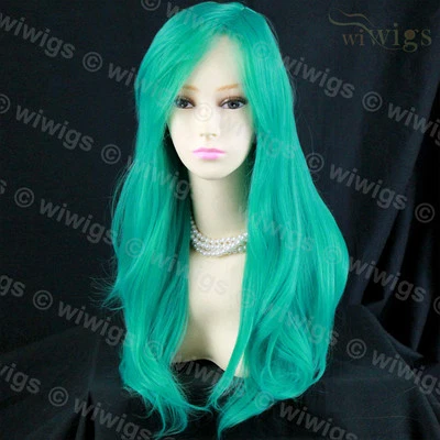 Wiwigs Animation Long Jade Green Wavy Layered Cosplay Skin Top Ladies Wig