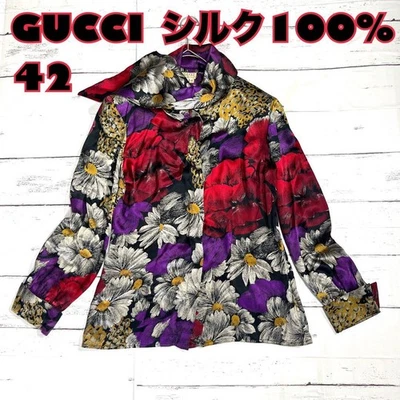 Camisa Gucci Años 80 Seda Floral 42 Usada Auténtica Moda Vintage De Japón Foto 1 de 4
