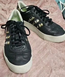 Adidas Sambarose Damen Sneaker Leder Schwarz Holographic Leopard UK6,5 (X87) - Bild 1 von 9