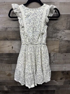 Polo Ralph Lauren bambina TG 10 abito lungo stampa floreale cotone popeline volant pizzo - Foto 1 di 7