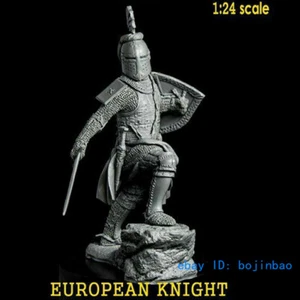 Unbemalte Harzfigur Europäische Ritterstatue Maßstab 1/24 Modellbausätze Krieger GK - Bild 1 von 2