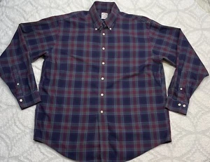 Brooks Bros Men Sz L Shirt Long Sleeve Button Down Blue/Purple Tartan Plaid - Picture 1 of 8
