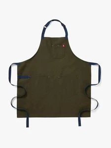 The Essential Apron - Olive Green Navy Straps - Picture 1 of 4