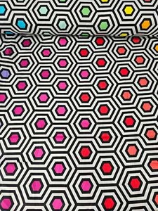 Hexy Black Rainbow Cotton Sateen - Tula Pink -Perfect for Quilting & Dressmaking