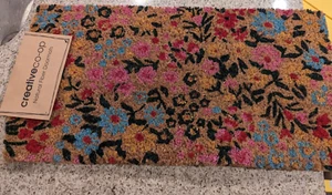 Creative Co-Op Natural Coir Florals Doormat, 32" L x 16" W x 1" H, Multicolor - Picture 1 of 7