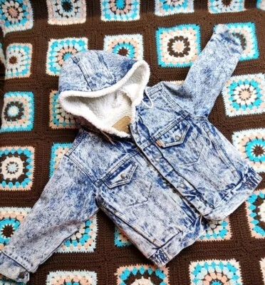 Chaqueta de mezclilla de colección Levis Sherpa forrada lavado ácido hecha en EE. UU. niños jóvenes S pequeña (6) Foto 1 de 4