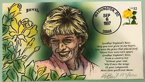 Bevil Hand Painted 1997 Princess Diana Remembered #157/600 FDC Sc 3049 w/COA - Picture 1 of 6