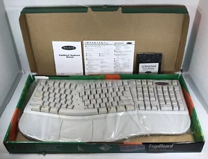 Vintage Belkin ERGOBOARD KEYBOARD PS/2 White F8E817-PS2 2001 Clicky 107 Split - Picture 1 of 12