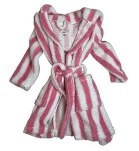Laura Ashley Girls Pink & White Striped Hooded Robe Size 3T - Picture 1 of 5