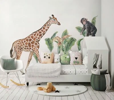 GIRAFFE SAFARI Wall decal nursery decor monkey wall decal Jungle Wall Sticker - Image 1 of 2