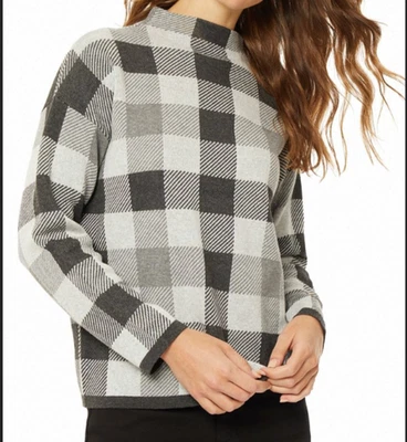 Suéter Jones New York para mujer azul jacquard cuello falso talla XS Foto 1 de 4