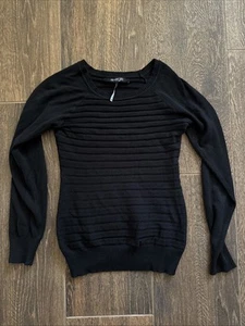 Energie Medium Black Striped Raglan Long Sleeve Lightweight Sweater - Picture 1 of 3