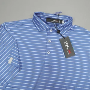 RLX Ralph Lauren Performance Golf Striped Polo Shirt Herren Gr. M Wicking Blue - Bild 1 von 7