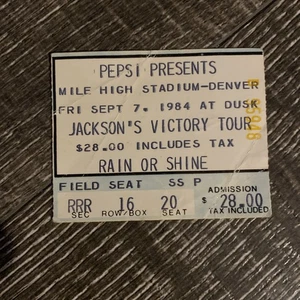 Boleto de la Gira de la Victoria 1984 The Jacksons Mile High Stadium Denver Colorado 7/09/1984 - Imagen 1 de 2