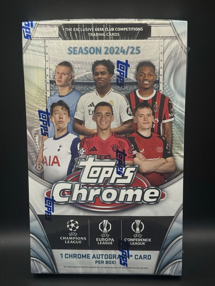 2024-25 Topps Chrome UEFA Club Competitions Soccer Hobby Bo Auto Per Box