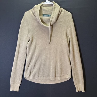 Sudadera con Capucha Lauren Ralph Lauren Tejido Waffle Para Mujer Mediana Cuello Simulado Capucha Marrón Tostado Foto 1 de 4