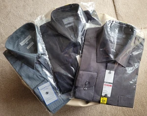 Set of 3 men's long sleeve shirts ( 2 M&S, 1 Matalan )Black and grey size 16.5 - Picture 1 of 11