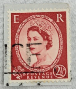 GB Postage Revenue ~ Red 2½D Stamp ~ Queen Elizabeth II ~ Posted ~ 1953 ~ B018 - Picture 1 of 6