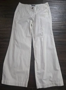 LANDS' END Women's White Pants Staright Leg 100% Cotton Size 10 - Picture 1 of 6