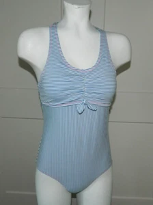 NEW Lands End Girls Blue White Stripe ! pc Swimsuit sz 16 - Picture 1 of 6