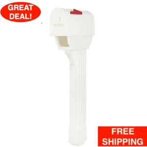 US Plastic Mailbox And Post Kit Freestanding Heavy Duty Outdoor Garden White NEW - Picture 1 of 24