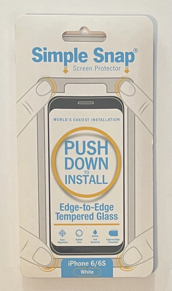 Simple Snap Screen Protector Easy Installation Tempered Glass iPhone 6 6s White - Imagem 1 de 1