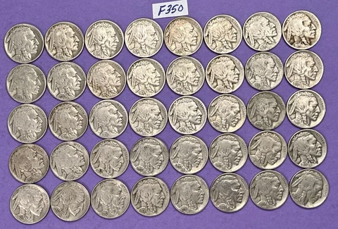 Buffalo Nickel Roll of 40 Old Coins with Full Dates from 1920s & 1930s |#F350 Cover