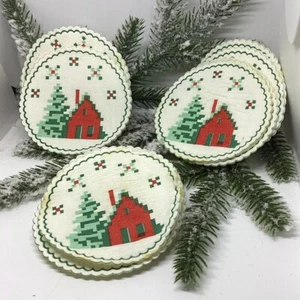 Vintage Christmas Coasters Tissue Paper Disposable 11 Total MCM - Picture 1 of 5