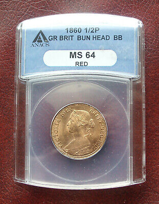 Victoria 1860BB Slabbed MS64 Unc Bronze Halfpenny • 195.91£