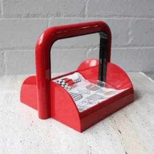 NIB 80s Vintage Guzzini Papillon Napkin Holder - Red - Picture 1 of 5