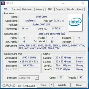 Intel Xeon Gold 6122 ES QJW5 QJVY QKGL QKCE 20C 1.5GHz LGA3647 DL380 DL180 Gen10