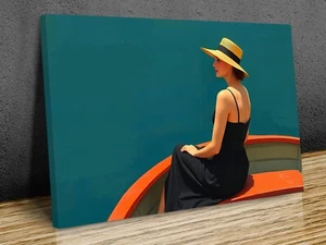 Lady on a boat wearing a hat Edward Hopper Inspired art mounted canvas print - Picture 1 of 9