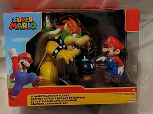 Super Mario Bowser's Lava Battle Set 3-Figures Mario, Bob-omb, Bowser New - Picture 1 of 8