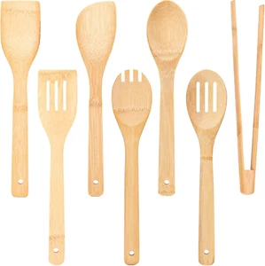 Wooden Utensils Set for Cooking, 7PCS Bamboo - Picture 1 of 13