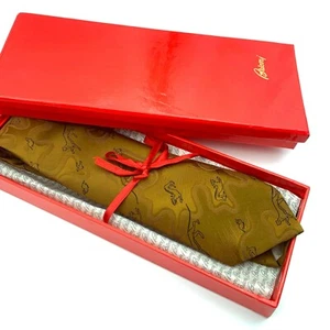 Brioni Gold Krawatte-Panther Vögel Art Deco Tiermotiv Seide Italy Krawatte mit Box - Bild 1 von 12