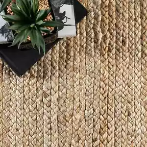 nuLOOM Hand Made Contemporary Natural Tan Braided Jute Area Rug - Picture 1 of 10