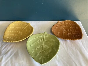Barbara Eigen Stoneware Leaf Plates, 6 3/4" x 6", Set of 3, EUC - Picture 1 of 5