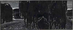 WALD bei NACHT - Willibald WEINGÄRTNER - ORIGINAL FEDERZEICHNUNG von 1910 - Picture 1 of 1
