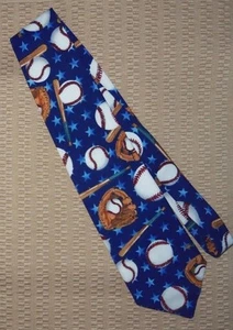 Mango Man Baseball Fan, Player, Coach, Colorful Blue Men's Neck Tie Made in USA - Picture 1 of 5