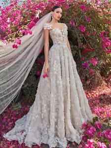 Galia Lahav COCO 3-D floral appliqués Galla Blush Wedding Gown/Wedding Dress - Picture 1 of 10