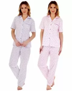 De Flores Jersey Manga Corta Mujer Slenderella Pijamas Botón Set Pijama - Imagen 1 de 7