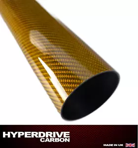 Carbon Fibre Tube Bike Yellow Gold Exhaust Sleeve 250mm Length Gloss Twill UK! - Picture 1 of 4
